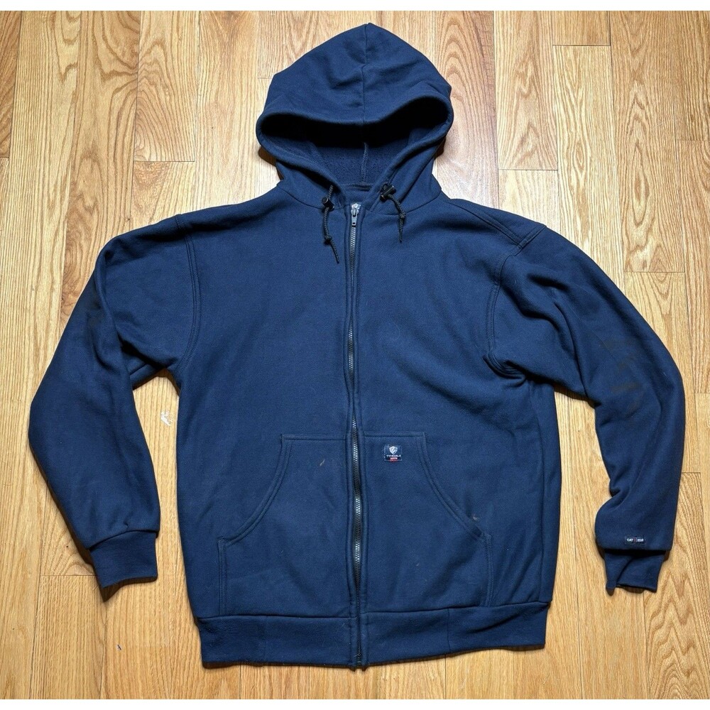 Tyndale ARFR Hoodie Mens Large Blue Flame Resistant Full Zip Workwear Cat 3 Arc